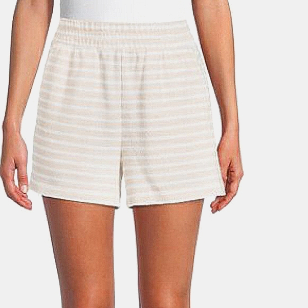 Women's L Boucle Relaxed Shorts Staple White cream High Rise Boho Sleepwear